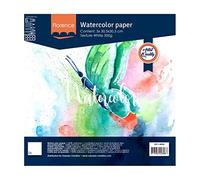 Vaessen Creative Papel de Acuarela Florence, 30,5x30,5 cm, Blanco Intenso, 300 gsm, Calidad de Artista, Superficie Texturizada, 5 Hojas para Pintar, Handlettering, Proyectos de Arte, 30,5 cm