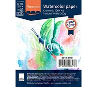 Florence Papel de Acuarela Superficie Texturizada, 300 gsm, Lona, Blanco (Intense White), A6, 100
