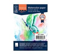 Florence Papel de Acuarela Superficie Texturizada, 300 gsm, Lona, Blanco (Intense White), A6, 20