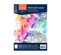 Vaessen Creative Papel de Acuarela Florence Prensado En Caliente A4, Blanco Intenso, 200 gsm, Calidad de Artista, Superficie Lisa, 12 Hojas para Pintar, Handlettering, Proyectos de Arte