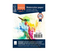 Vaessen Creative Papel de Acuarela Florence Prensado en Caliente A6, Blanco, 300 gsm, Calidad de Artista, Superficie Lisa, 100 Hojas para Pintar, Handlettering, Proyectos de Arte Hoja