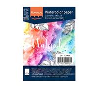 Vaessen Creative Papel de Acuarela Florence Prensado en Caliente, Blanco Intenso, 200 gsm, Calidad de Artista, Superficie Lisa, 100 Hojas para Pintar, Handlettering, Proyectos de Arte, A6