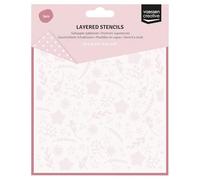 Vaessen Creative Plantillas en Capas-Flores y Estrellas-3 Uds de 15 x 15 cm-Stencil Reutilizable para Scrapbooking, Tarjetería y Otras Manualidades de Papel