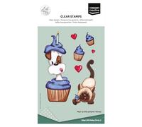 Vaessen Creative Sellos Transparentes 10 Uds - Perro, Gato & Artículos Festivos - para Manualidades, Scrapbooking, Estampado y Tarjetas de Cumpleaños - Compatibles con Bloque de Acrílico