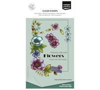 Vaessen Creative Sellos Transparentes 11 Uds - Flores con bordes cuadrados - para Manualidades, Scrapbooking, Estampado y Tarjetas - Compatibles con Bloque de Acrílico