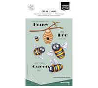 Vaessen Creative Sellos Transparentes 13 Uds - Abeja - para Manualidades, Scrapbooking, Estampado y Tarjetas - Compatibles con Bloque de Acrílico
