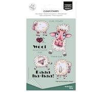 Vaessen Creative Sellos Transparentes 15 Uds - Ovejas y Textos - para Manualidades, Scrapbooking, Estampado y Tarjetas - Compatibles con Bloque de Acrílico