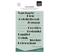 Vaessen Creative Sellos Transparentes 23 Uds-Textos en Neerlandés-para Manualidades, Scrapbooking, Estampado y Tarjetas de Cumpleaños-Compatibles con Bloque de Acrílico, 14,8 x 10,5 cm