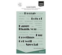 Vaessen Creative Sellos Transparentes 34 Uds-Textos en Inglés-para Manualidades, Scrapbooking, Estampado y Tarjetas de Cumpleaños-Compatibles con Bloque de Acrílico, 14,8 x 10,5 cm