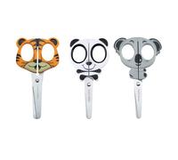 Vaessen Creative Set de Tijeras para Niños-Tigre, Koala, Panda-3 Unidades de 12,7 cm-con Punta Redondeada Segura-para Zurdos y Diestros-Material Escolar y Manualidades, Varios Colores