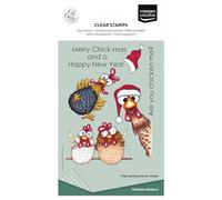 Vaessen Creative Transparentes 10 Uds-Gallinas de Navidad-Sellos de Silicona para Manualidades, Scrapbooking, Estampado y Tarjetería-Compatibles con Bloque de Acrílico, A6