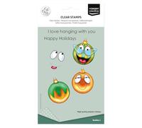 Vaessen Creative Transparentes 12 Uds-Adornos de Navidad-Sellos de Silicona para Manualidades, Scrapbooking, Estampado y Tarjetería-Compatibles con Bloque de Acrílico, A6