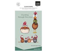 Vaessen Creative Transparentes 12 Uds-Gallinas de Navidad-Sellos de Silicona para Manualidades, Scrapbooking, Estampado y Tarjetería-Compatibles con Bloque de Acrílico, A6