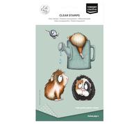 Vaessen Creative Transparentes 7 Uds-Cobayas, Regadera, Mosquito-Sellos de Silicona para Manualidades, Scrapbooking, Estampado y Tarjetería-Compatibles con Bloque de Acrílico, 7, 15 x 15cm