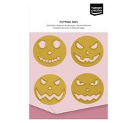 Vaessen Creative Troqueles de Corte Set-Caras de Calabaza-4 Uds de 4 x 3,5 x 3,5 cm-para Tarjetas, Scrapbooking, Manualidades, Otoño, Halloween y DIY, Oro