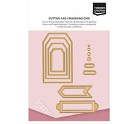 Vaessen Creative Troqueles de Corte y Embossing Set - Banderines & Etiquetas Trapezoidales - 14 Uds de 0,3 x 0,3 cm a 5 x 8,5 cm - para Mini Máquina - para Tarjetas, Scrapbooking, Manualidades, DIY