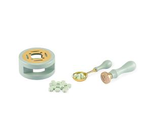 Vaessen Creative Wax Seal Kit - Stamp Set with Warmer, Spoon, Heart Stamp, Handle and Mint Beads - for Card Making, Scrapbooking, Journaling and Invitations