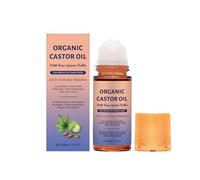 Vaethy Aceite de ricino orgánico con rodillo de cuarzo rosa, aceite de ricino, cuida la piel suavemente, para el vientre, la cara y los cuerpos