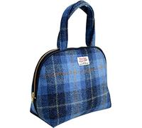 Vagabond Bags Harris Tweed Blue Check Handled Bag Bolsa de aseo, 26 cm, Azul (Mid Blue)