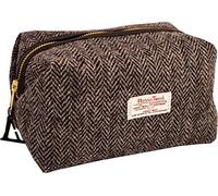Vagabond Bags Ltd Harris Tweed Herringbone Medium Boxy Holdall Bolsa de Aseo, 23 cm, Negro (Black & White Tweed)