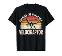Vagando por el mundo como un amante divertido de los dinosaurios velociraptor Camiseta