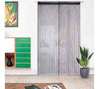 Vagasi 2 Piezas 200x100cm Cortina de Hilo Perlas Cortinas Exterior Terraza Cortinas de Cuentas Cortinas Cocina Cortina Puerta Exterior Puerta Flecos Decoración, Negro