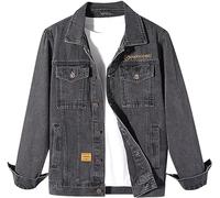 Vagbalena Chaqueta vaquera deportiva para hombre chaqueta de trabajo Vintage chaqueta holgada vaquera Biker de transición chaqueta delgada de manga larga Casual para fiesta