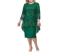 Vagbalena Vestidos de cóctel de Gasa para Mujer Vestidos de Fiesta hasta la Rodilla Vestidos de Fiesta Vestidos de una línea con superposición Vestidos de graduación (Verde,3XL)