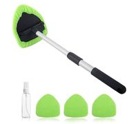 VAGCARS Kit de limpiador de ventanas de coche, herramienta de limpieza de parabrisas expandible multifuncional, limpiaparabrisas de vidrio interior y exterior desmontable con cabezal giratorio de 180°