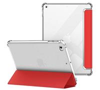 VAGHVEO Funda para 2018/2017 9.7 Pulgadas, iPad Air 1/2 Cover Ultra Delgada Flexible Función de Soporte Protectora Plegable Cubierta Transparente TPU, Resistente a Impactos Suave Carcasa, Rojo