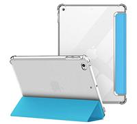 VAGHVEO Funda para 2018/2017 9.7 Pulgadas, iPad Air 1/2 Cover Ultra Delgada Flexible Función de Soporte Protectora Plegable Cubierta Transparente TPU, Resistente a Impactos Suave Carcasa, Azul