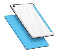 VAGHVEO Funda para iPad 10,2 Pulgada 2021/2020/2019 (9ª/ 8ª/ 7ª Generación), Flexible Protectora Plegable Cubierta Transparente TPU, Soporte Resistente a Impactos Suave Carcasa Cover Case, Azul