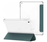 VAGHVEO Funda para iPad 10,2 Pulgada 2021/2020/2019 (9ª/ 8ª/7ª Generación), Flexible Protectora Plegable Cubierta Transparente TPU, Soporte Resistente a Impactos Suave Carcasa Cover Case, Verde Oscuro