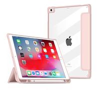 VAGHVEO Funda para iPad 9,7 Pulgadas 2018/2017 (6ª y 5ª Generación) con Soporte para Lápices, iPad Air 1 /Air 2 Case Cover de Delgada Flexible Protectora Carcasa Trasera Transparente, Rosa