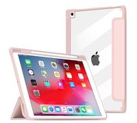 VAGHVEO Funda para iPad Air 3ª 2019 10,5 Pulgadas y iPad Pro 10,5 2017 con Soporte para Lápices, iPad 9ª, 8ª y 7ª Generación 10,2 Pulgadas Case Cover de Protectora Carcasa Trasera Transparente, Rosa