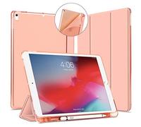 VAGHVEO Funda para iPad Air 3 2019 / Pro 10.5" 2017 Cover con Soporte para Lápices, Protectora de Piel PU Smart Case [Auto Sueño/Estela], Flexible Suave TPU Translúcido Parte Trasera Cubierta, Rosa