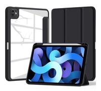 VAGHVEO Funda para iPad Pro 11 Pulgadas 2024 (M4 5ª Generación) con Soporte Lápiz, Carcasa Cover con Marco de TPU Suave + Protectora Respaldo Clara Admite Carga Inalámbrica Apple Pencil Pro, Negro