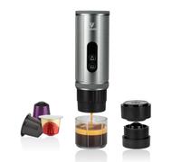 Vagizm Cafetera espresso portátil de 12 V: Cafetera de viaje con calentamiento rápido y batería de gran capacidad de 15000 mAh. Funciona con cápsulas NS para acampar, viajar y conducir