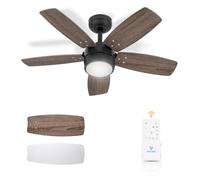 Vagizm Ventilador de Techo 91 CM Para Habitaciones PequeñAs: Moderno Con Luz Regulable Y Control Remoto, Reversible, Silencioso, Con 6 Velocidades, Para Oficinas Y Dormitorios PequeñOs, 230 V