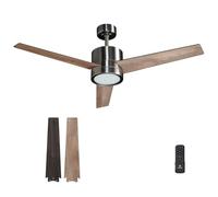 Vagizm Ventilador de Techo con Luz Dormitorio: Ventilador Silencioso de 132cm con Mando a Distancia para Sala - Motor DC Reversible - 220~240V - Función Temporizador - Gris - 3 Aspas