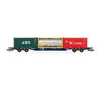 Vagón portacontenedores Hornby TT:120 TT6030 Touax KFA con 3 contenedores de 20 Unidades