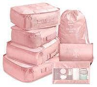 VAGREEZ Packing Cubes - Juego de 7 organizadores de equipaje de viaje con bolsa de aseo (rosa)