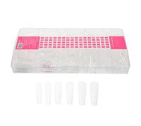 Vaguelly 1 Caja Uñas Postizas Trapezoidales Transparentes para Mujer Puntas Acrílicas Largas Caja Tips Adhesivos para Manicura DIY Cobertura Total y Media para Arte de Uñas Versátil