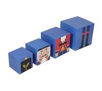 Vaguelly 1 Juego Cajas De De Navidad Apilables Recipiente Cajas De Navidad Presente Tuerca Contenedores De De Anidación De Víspera Forma Azul Papel