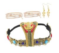 Vaguelly 1 Juego Pulsera Con Diadema De Serpiente Tarot Anillos De Serpiente Collar Brazalete De Brazo De Serpiente Pendientes De Serpiente De Plata Traje De Rey Rosario Poliéster Metálico