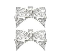 Vaguelly 1 par de clips de zapatos de diamantes de imitación con lazo grande, hebillas desmontables para tacones, zapatos planos, zapatos decorativos, accesorios para zapatos (plateado)