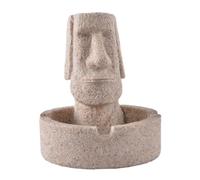 Vaguelly 1 Pieza Adornos de estatuas Moai ceniceros para el hogar Cenicero Decorativo cenicero casero cenicero Estatua cenicero Escultura cenicero de Pascua Resina Amarillo