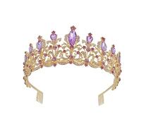 Vaguelly 1 Pieza tiara de novia de diamantes de imitación wedding decoration coronas para novias novia Boda nupcial women tocado de mujer tocado de novia Aleación de zinc Violet