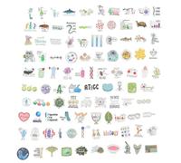 Vaguelly 100 Uds Pegatinas De Biología Pegatinas De Maleta De Ciencia De Ciencia De Maleta De Equipaje Para Portátil De Scrapbooking