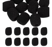 Vaguelly 100 Unidades Funda de Esponja para Micrófono Negro, Protector a Prueba de Viento y Saliva, Cubierta Resistente para Micrófonos de Auriculares y Solapa